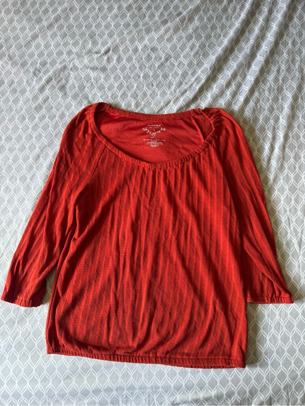 Sonoma Scoop Neck Long Sleeve Top - Red